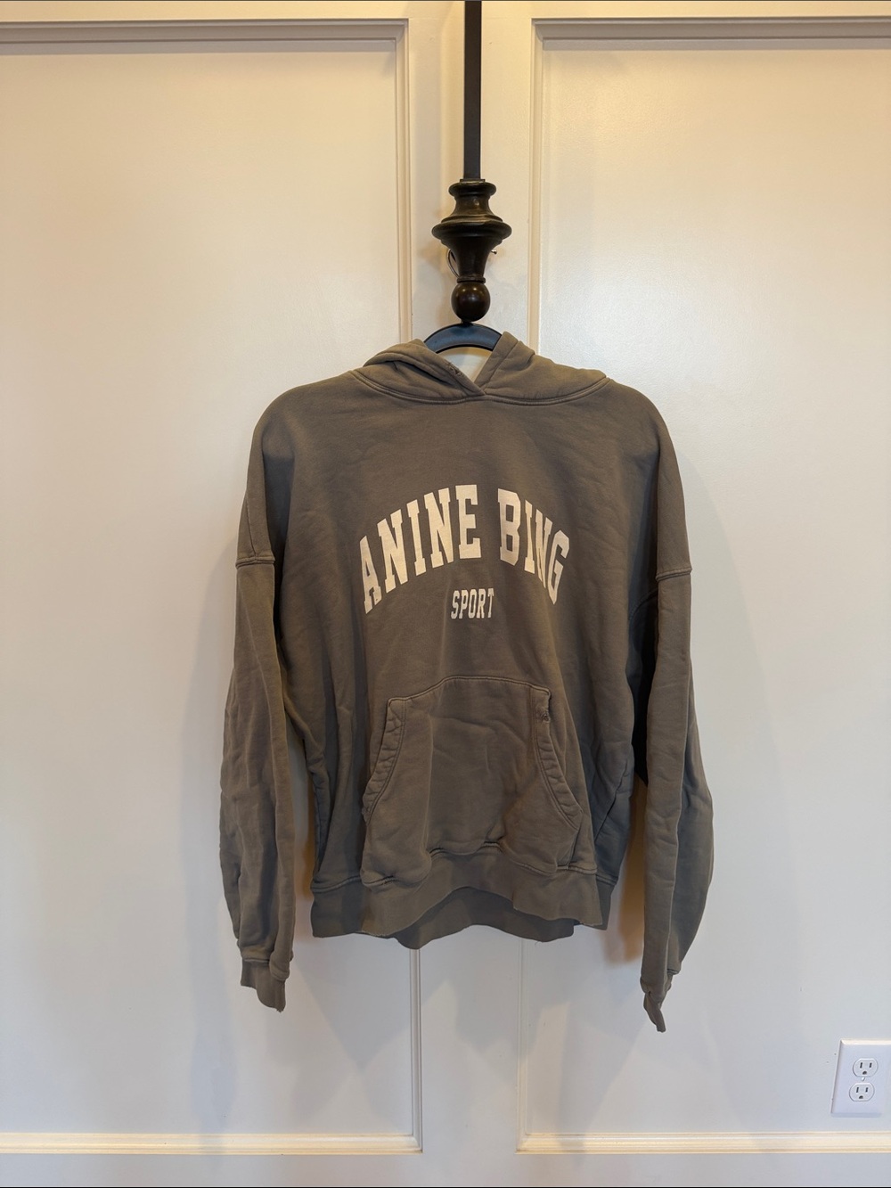 Anine Bing Gray Arch Logo Hoodie